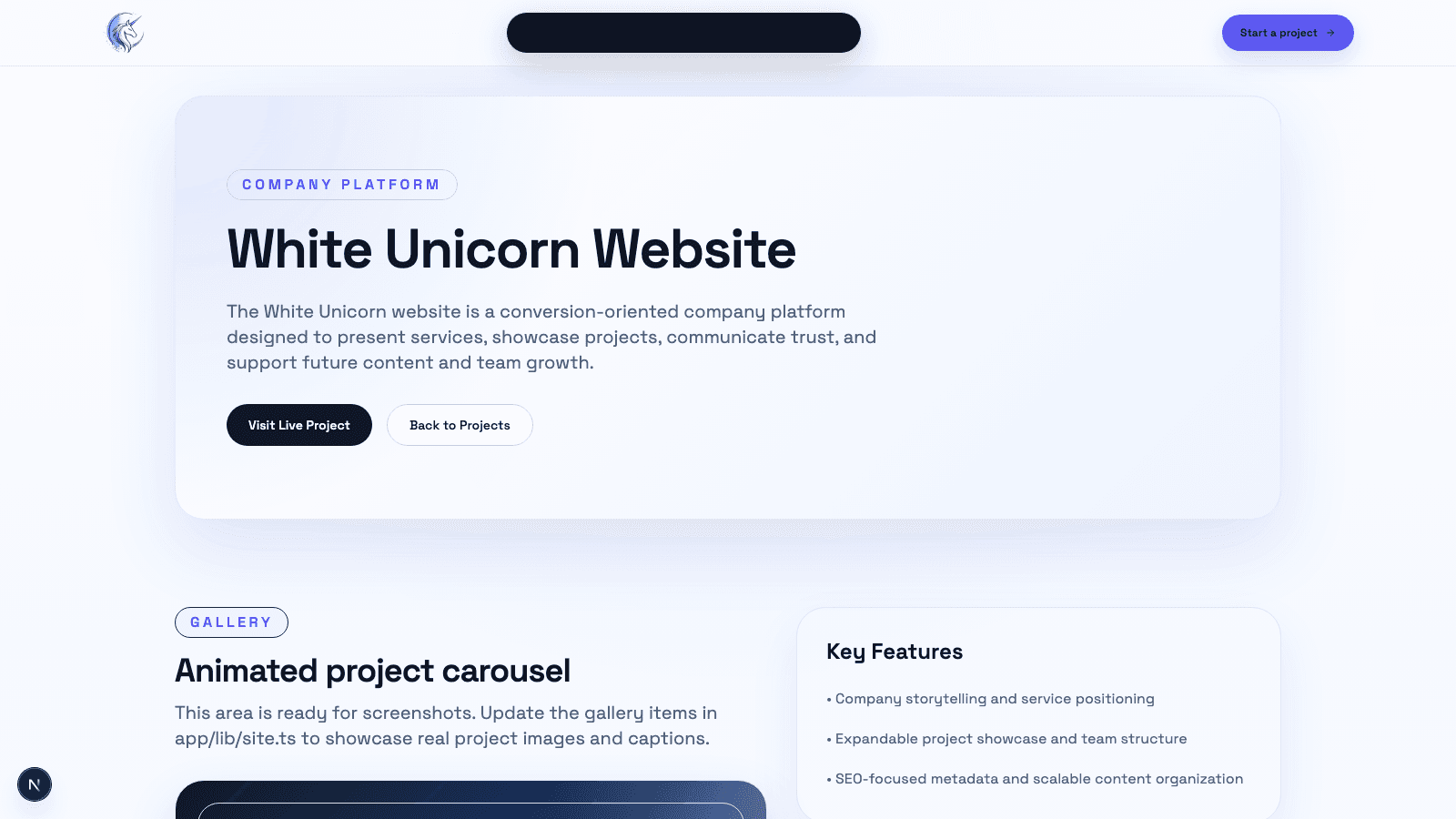 White Unicorn custom software delivery interface